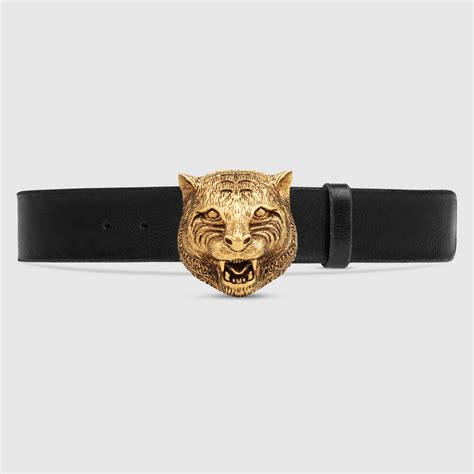 gucci leather belt with feline buckle|gucci belt double sided.